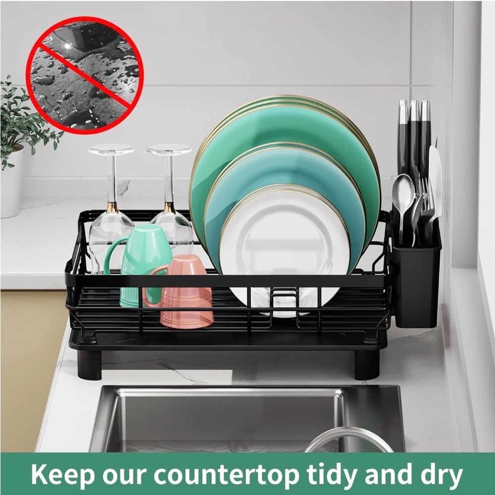 & Other Stories Black Dish Rack with Green and Pink Accents